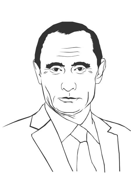 2019 ウラジーミル プーチン大統領のシンプルな黒と白の線画イラスト Eps エディトリアル使用のみ — ストックベクタ