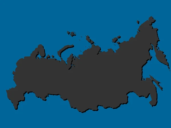 Черная Иллюстрация Логотипа Векторной Карты России Тенью Синем Фоне — стоковый вектор