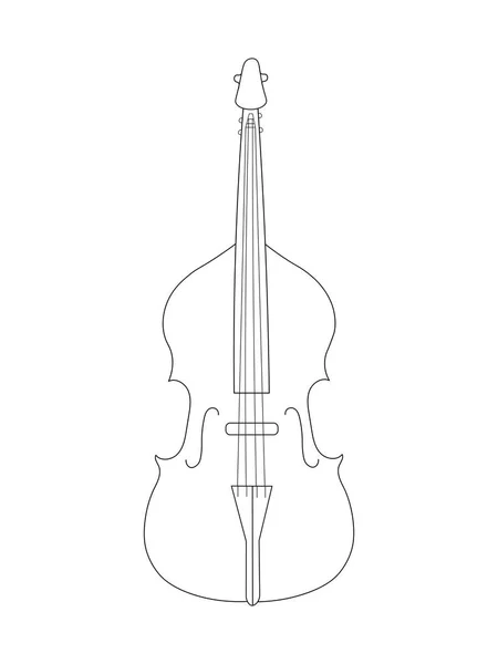 Simple Line Drawing Double Bass Musical Instrument — Stock Vector