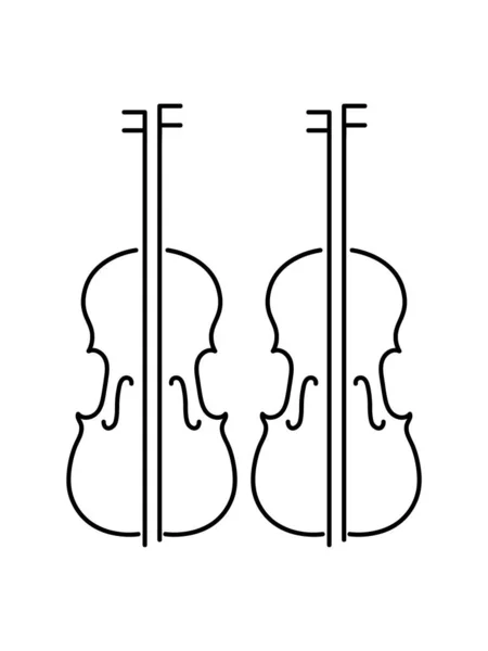 Desenho Linha Preta Simples Desenhado Mão Conjunto Contorno Viola — Vetor de Stock