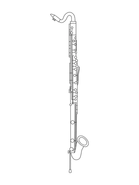 Eenvoudige Zwarte Lijntekening Van Overzicht Basklarinet Muziekinstrument Contour — Stockvector