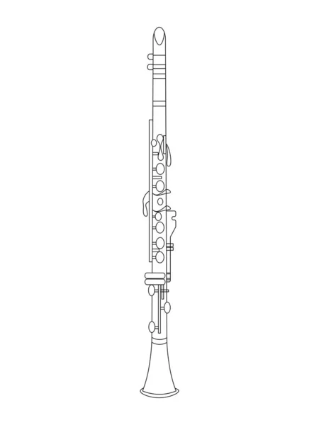 简单的黑线绘制轮廓 Clarinet 乐器轮廓 — 图库矢量图片
