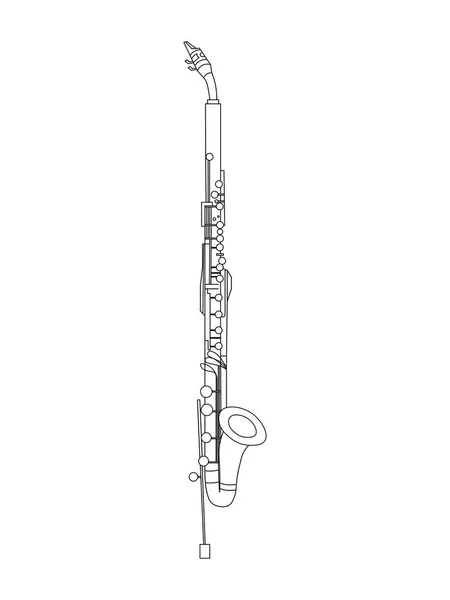 Simples Desenho Linha Preta Contorno Alto Clarinete Instrumento Musical Contorno — Vetor de Stock