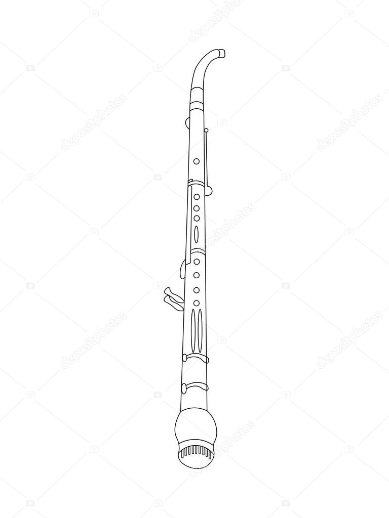 Simple black line drawing of outline English horn musical instrument contour