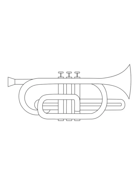 Simples Desenho Linha Preta Contorno Cornet Instrumento Musical Contorno —  Vetores de Stock