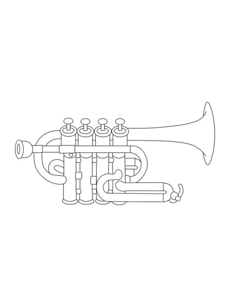 Anahat Piccolo Trompet Müzik Aleti Kontur Basit Siyah Çizgi Çizim — Stok Vektör