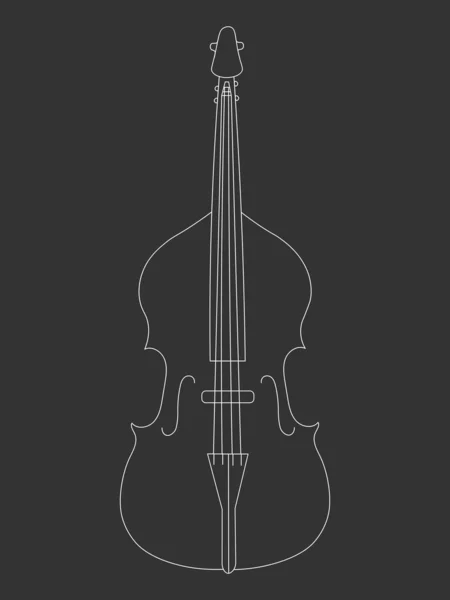 Einfache Weiße Linienzeichnung Der Kontur Des Kontrabasses Klassisches Musikinstrument — Stockvektor