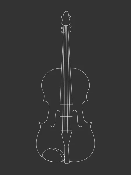 Desenho Linha Branca Simples Contorno Contorno Violino Instrumento Musical Clássico — Vetor de Stock