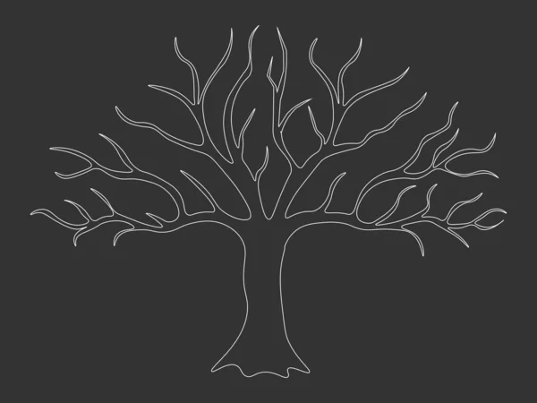 Ilustração Desenhada Mão Uma Árvore Isolada Contorno Branco Sobre Fundo — Vetor de Stock