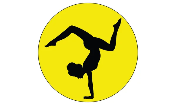 Zwarte Silhouet Van Staande Wapen Vrouw Yoga Asana Pose Ontspanning — Stockvector