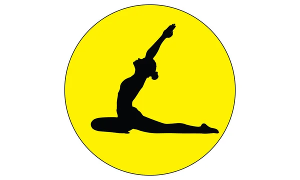 Zwart Silhouet Van Staande Een Pada Radzhakapotasana Yoga Asana Duif — Stockvector