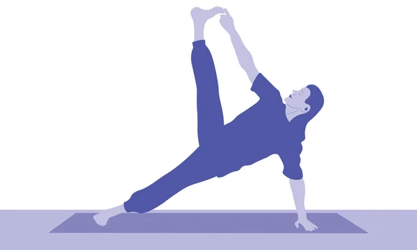 Giovane Uomo Allunga Tutto Corpo Facendo Vasisthasana Side Plank Pose — Vettoriale Stock