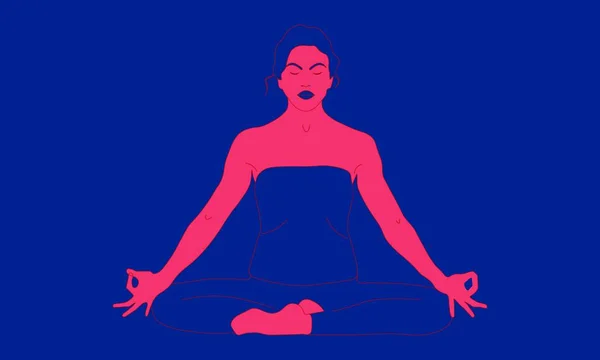 Kollarını Kaldırmış Bacak Bacak Üstüne Atmış Mrigi Mudra Asana Pranayama — Stok Vektör