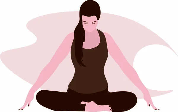 Pranayama Nefesli Jalandhara Bandha Egzersizi Yapan Kadın Kollarını Kaldırmış Bacak — Stok Vektör