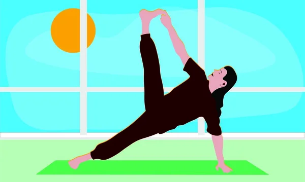 Giovane Allunga Tutto Corpo Facendo Vasisthasana Side Plank Pose Studio — Vettoriale Stock