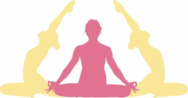 Una Señora Está Sentada Mrigi Mudra Asana Levantó Los Brazos — Vector de stock