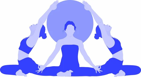 Lotus Θέτουν Mrigi Mudra Asana Περιστέρι Θέτουν Pada Radha Kapotasana — Διανυσματικό Αρχείο