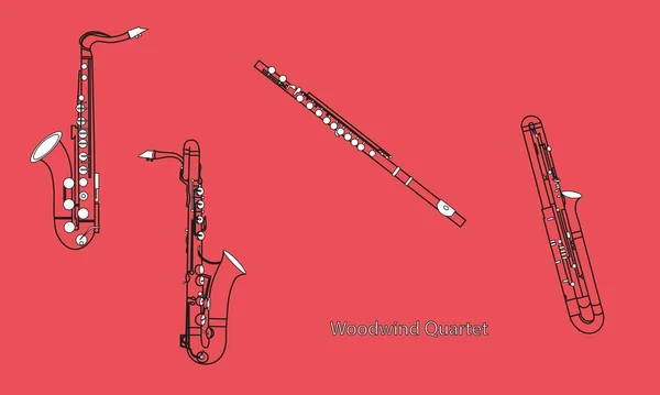 Смешанная Цветовая Линия Форма Очертания Музыкальных Инструментов Таких Саксофоны Саксофоны — стоковый вектор