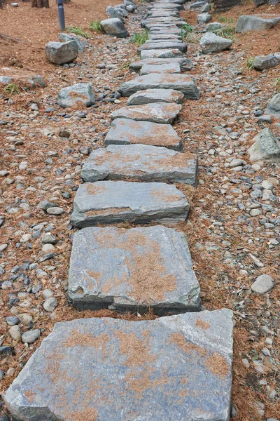 Close view of stone path at Semiwon, South Korea.