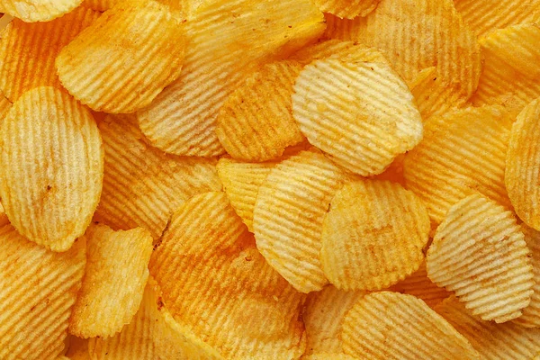 Mat Bakgrund Korrugerad Potatischips — Stockfoto