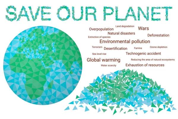 Menyelamatkan planet kita - konsep Hari Lingkungan - Stok Vektor