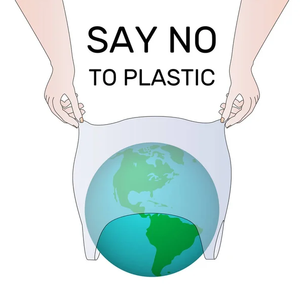 Say no to plastic - the concept of the environment. — Stock Vector