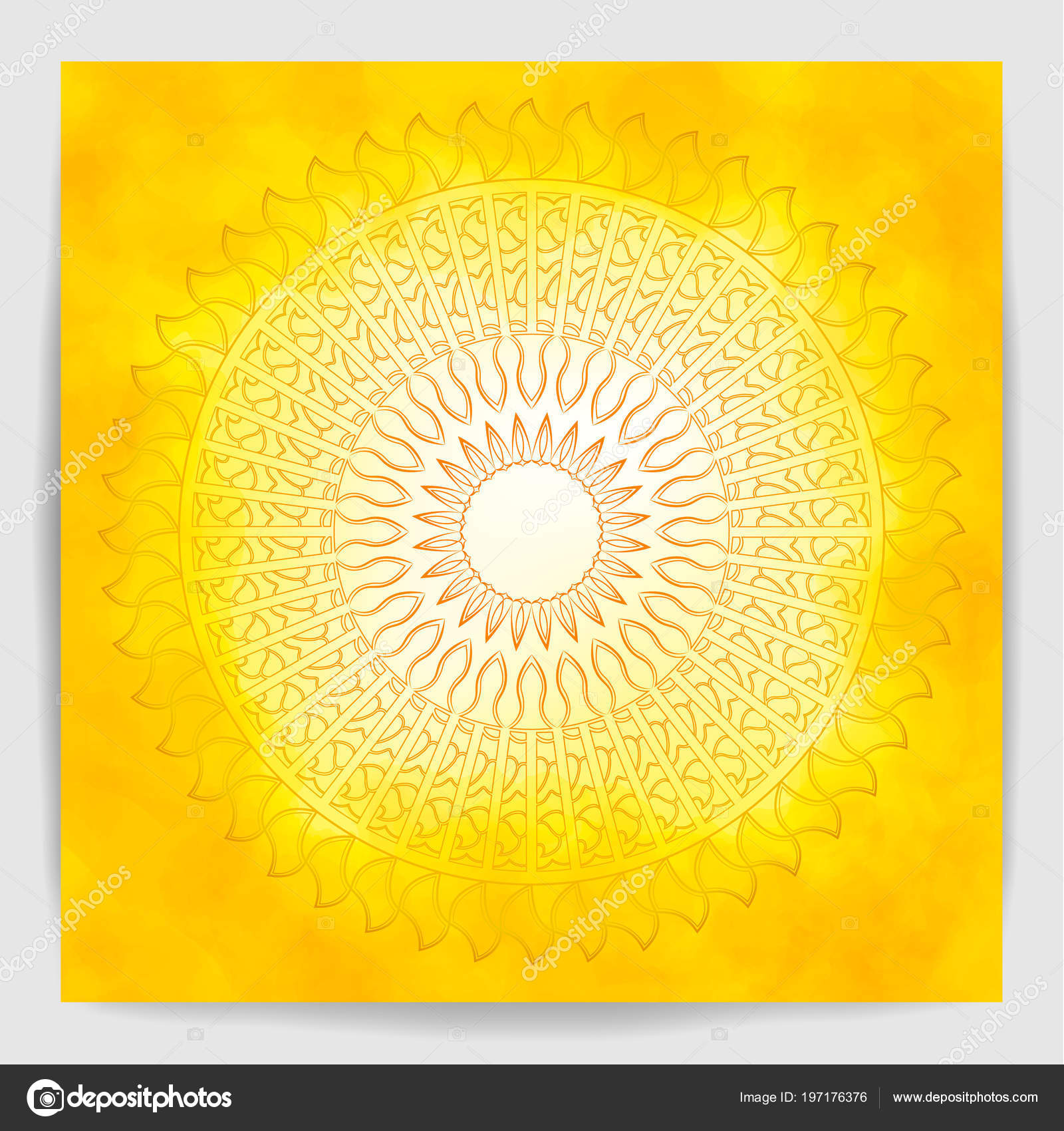 Mandala over yellow watercolor fog background. Stock Vector Image by  ©hazecats #197176376