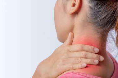 trapezius kas ve kas, şişme ve iltihap sol rotator cuff kas tutarak sağ taraftan kadın ağrı 