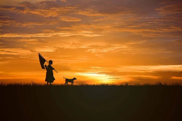 Wunderschöner Sonnenuntergang Mit Schwarzem Grund Idee Für Silhouettenbild — Stockfoto