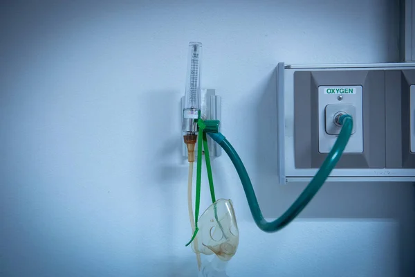 Tubo Oxigênio Hospital Linha Oxigênio Buld Quarto Paciente — Fotografia de Stock