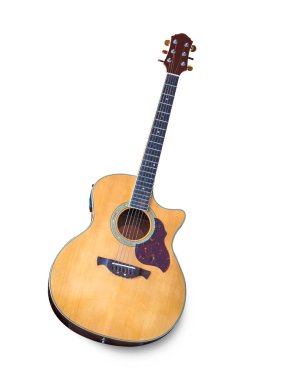 Beyaz arka plan üzerinde klasik gitar izole 