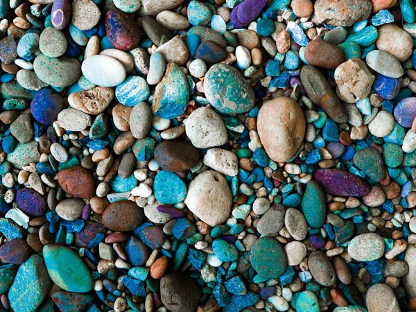 Stone background with round colorful pebbles — Stock Photo, Image