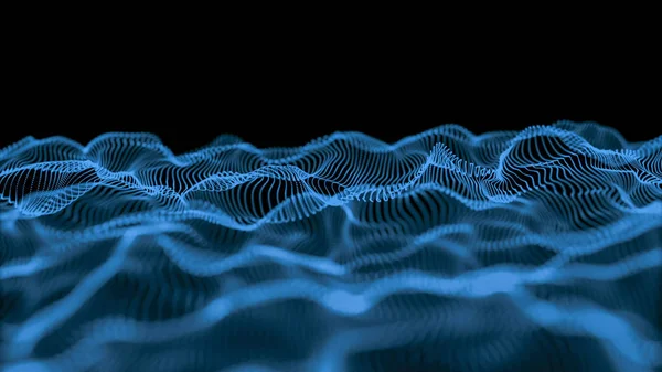 Modrá částicové vlny bokeh pozadí a textura — Stock fotografie