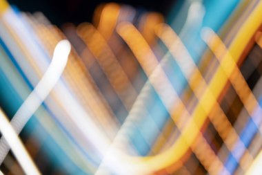 Bulanık odaklı ışık soyut arkaplan bokeh, ışık çizgisi uzun pozlama ile hareket