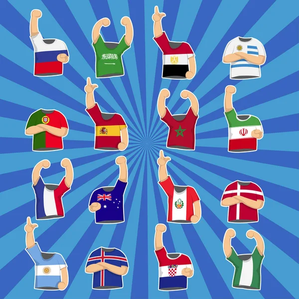 parlak renkli arka plan, futbol 2018 üzerinde birçok ülke için t_shirt