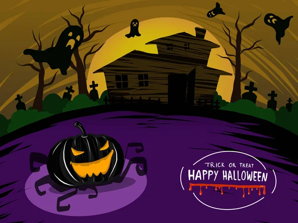 Fond Dessin Animé Halloween Cadre Halloween Tour Régal — Image vectorielle