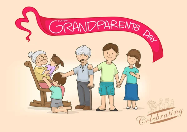 Desenhos Animados Avós Família Com Amor Multi Cor Cor Fundo — Vetor de Stock