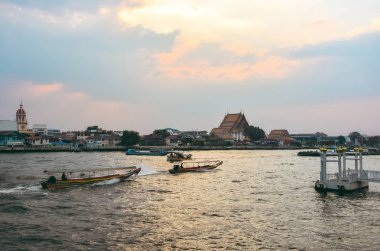 Günbatımı, Tayland, nehir manzara nehir Nehri profili