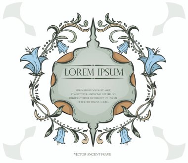 Vintage çerçeve, eski moda, süslü, royal, canlanma çerçeve, eski etiket, Viktorya dönemi süsleme, dekorasyon ve tasarım - için çiçek lüks süs şablon vektör