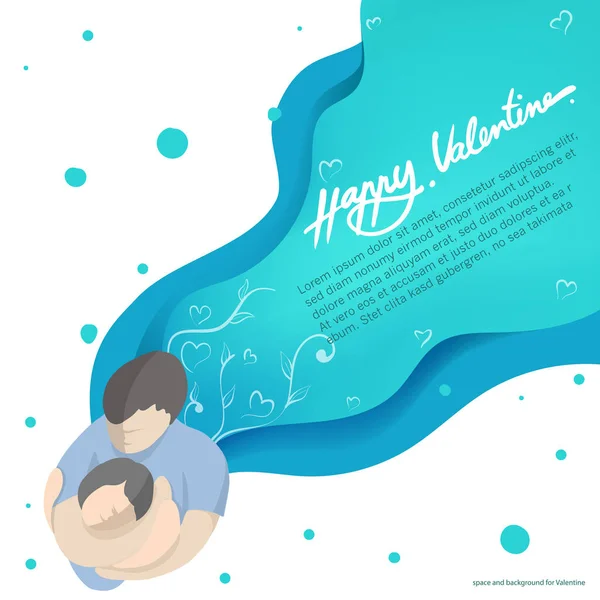 Vector of a couple hug on white heart background with copy space . Love concept, Valentine's day background. Vector illustration. Wallpaper, invitation,- Vector