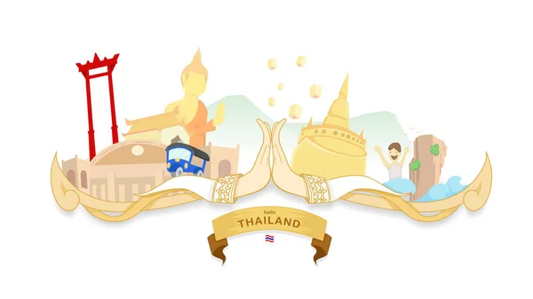 Uma Ilustração Vetorial Viajando Para Tailândia Cultura Tailândia Info Graphic —  Vetores de Stock