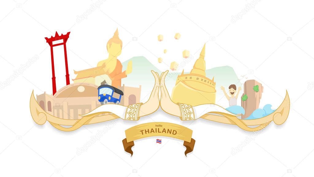 A vector illustration traveling to Thailand, culture of Thailand. Info graphic Element / icon / Symbol , Vector Design 