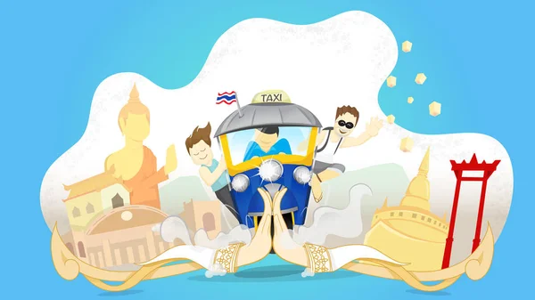 vector traveling to Thailand, culture of Thailand,Tuk Tuk car,/ 