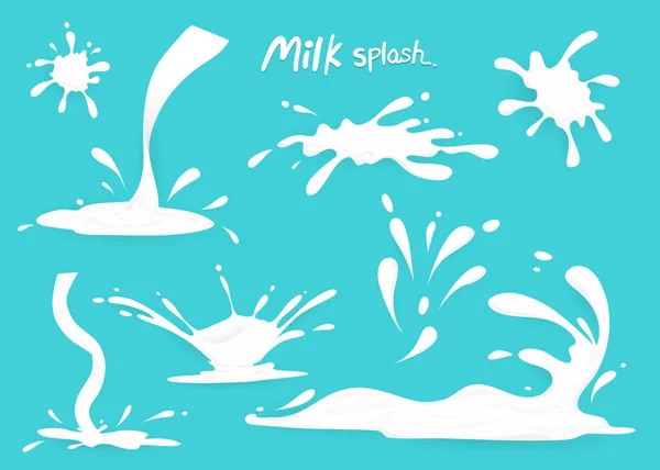 Coleta de respingos de leite, conjunto, vetor, fundo claro —  Vetores de Stock