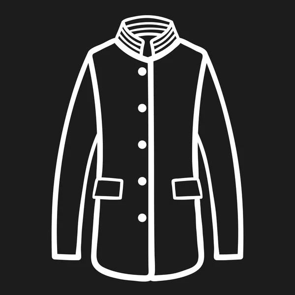 Zimní kabát nastínil ikonu na tmavém pozadí — Stockový vektor