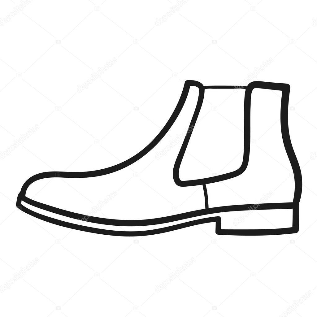 Beautiful hand-drawn outlined icon of a boot in white background