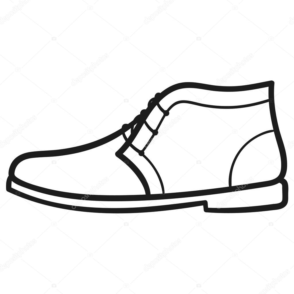 Beautiful hand-drawn outlined icon of a boot in white background
