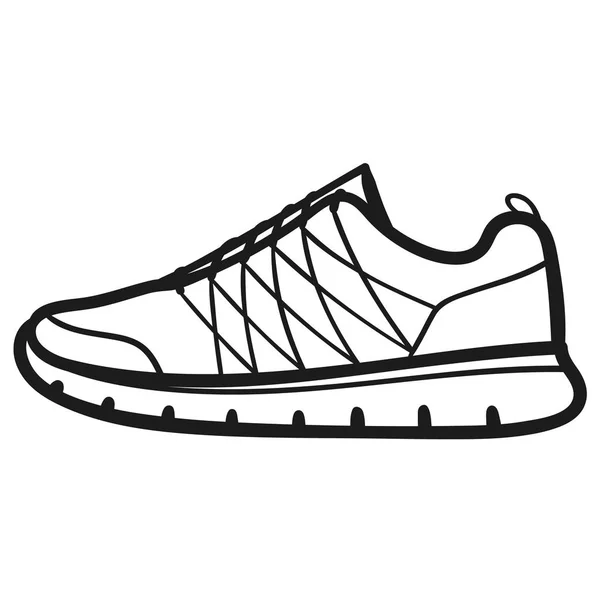 Beautiful Hand Drawn Outlined Icon Sneaker White Background — Stock Vector