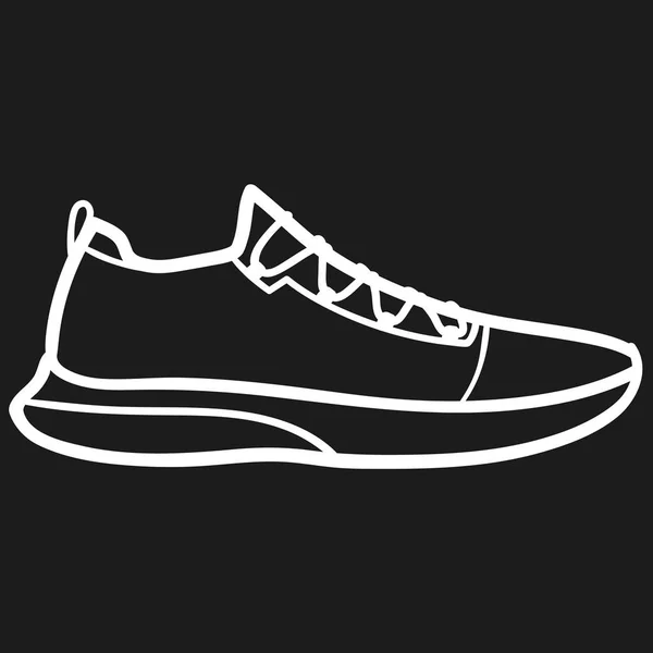 Beautiful Hand Drawn Outlined Icon Running Sneaker Dark Background — Stock Vector