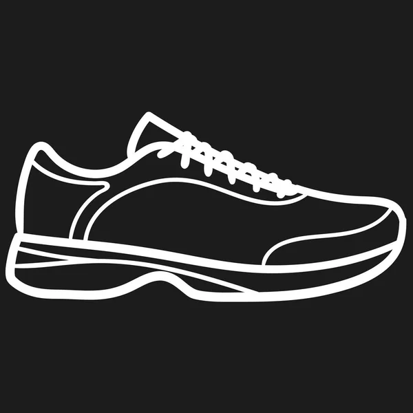 Beautiful Hand Drawn Outlined Icon Running Sneaker Dark Background — Stock Vector